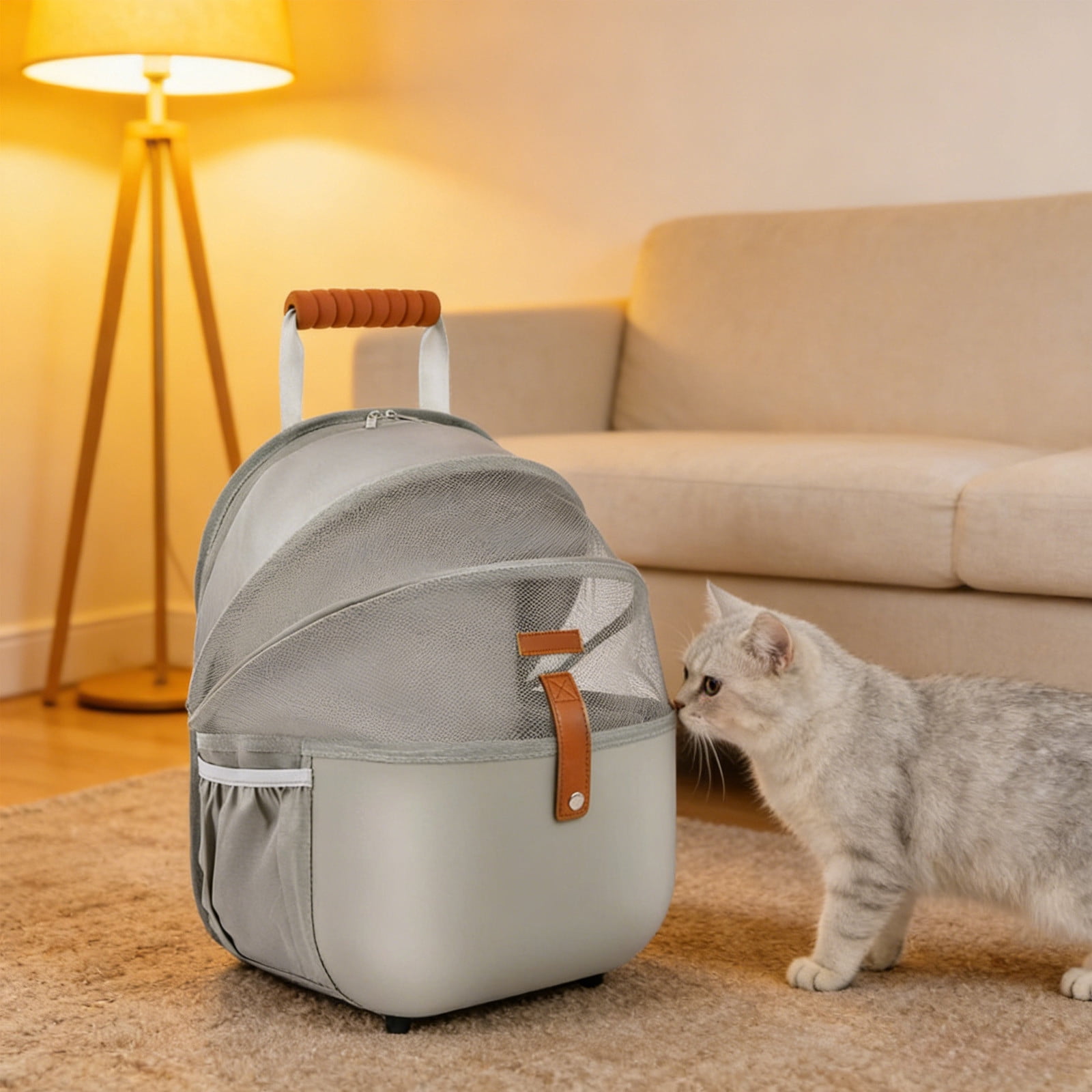 16.92X13.38X10.62 Inch Pet Backpack,Pet Cat Bag Out Portable Large Capacity Backpack Space Capsule Breathable Dog To Go With Supplies,Pet Supplies