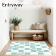 thumbnail image 3 of ODIKA 3'x5' Machine Washable Non-Slip Area Rug, Hexagonal Honeycomb with Abstract Botanical Accents High Traffic Rug with Pad, Green, 570575, 3 of 8