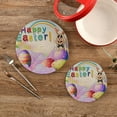 thumbnail image 2 of GZHJMY Happy Easter Beautiful Eggs and Cute Bunny Trivet Pot Holder, Round Woven Potholders Set 2PCS-Braided - Coasters - Table Mats 376 for Kitchen Pans Bowl Teapot, 2 of 7