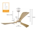thumbnail image 2 of 52" Ceiling Fans with Lights, Remote Control Reversible Ceiling Fan, Quiet DC Motor 3 Blade Wood Ceiling Fans 6 Speed Levels, for Patio Living Room, Bedroom, Office, Indoor, White +Natural, 2 of 9