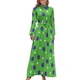 thumbnail image 2 of Vestido largo estampado verde lima con lunares morados y blancos ropa de verano para mujer 2024 vestidos de verano para mujer 2024, 2 of 5