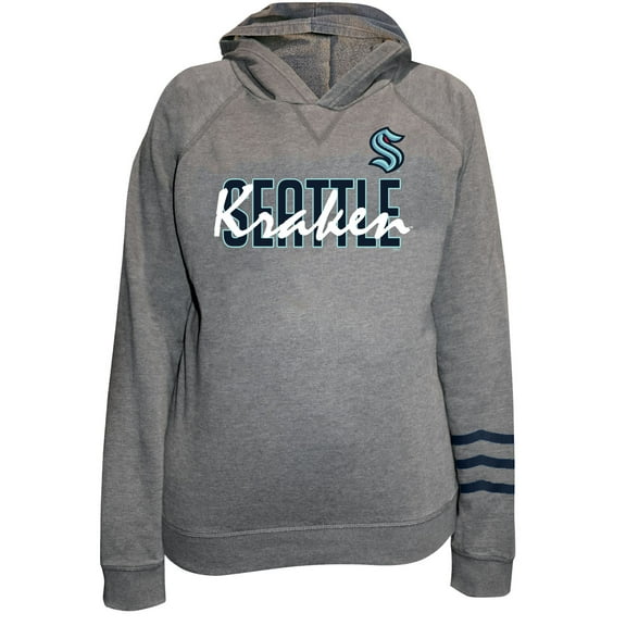 Women's Fanatics Heather Gray Seattle Kraken Plus Size Lightweight Fleece Raglan Pullover Hoodie