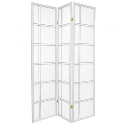 ORIENTAL Furniture 6 ft. Tall Double Cross Shoji Screen - White - 3 Panels