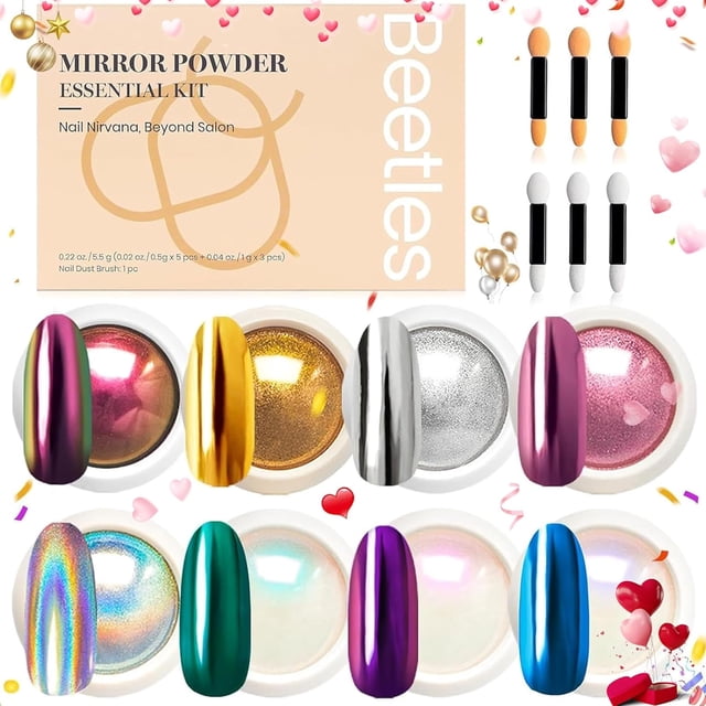 Polvo para uñas cromado Kit 6