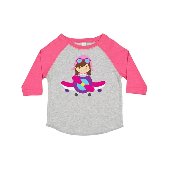 Inktastic Pilot Girl, Airplane, Plane, Flying, Brown Hair Girls Toddler T-Shirt