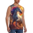 thumbnail image 2 of Bixox Men's Rainbow Sunset Cloud White Horse Printed Shirt Sleeveless Fitness Tank Top-Large, 2 of 5