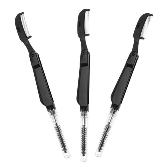 BRIGHTFUFU 3 UNIDS Cepillo de Pestañas de Acero Inoxidable Peine de Cejas Maquillaje Herramienta Pincel de Mascara Varitas Aplicador Doble-final Cepillo de Belleza Cosmética