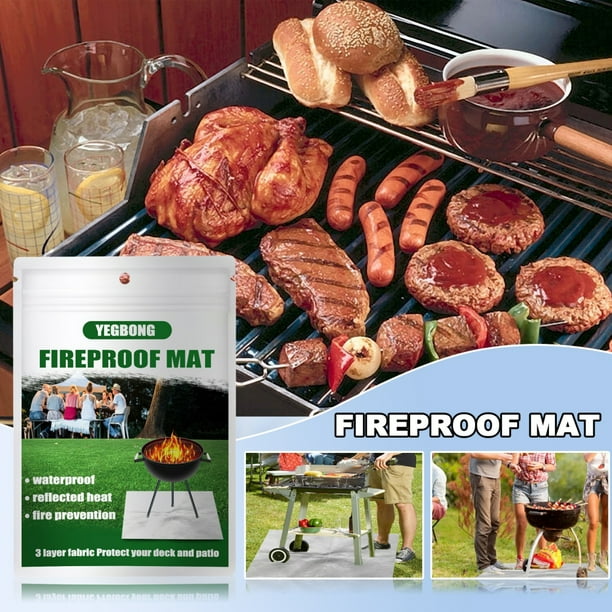Square Fire Pit Mat, 32" x 39" Under Grill Mat, Outdoor Fireproof pad for BBQ, Camping, Fire Pit