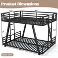 thumbnail image 4 of Leumius Full over Full Bunk Bed Frame with 2 Side Ladders, Metal Bunk Bed with Spdcial Support Leg Design and LED Light, Low Profile Bunk Bed for Teens Adults Black, 4 of 9