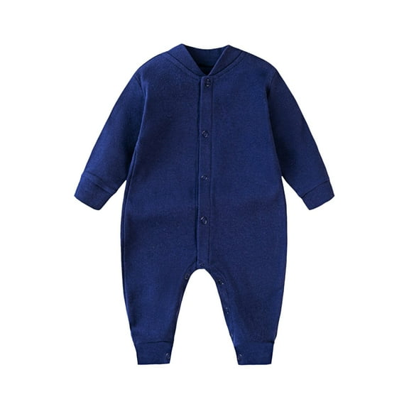 XXWXYD Baby Solid Color Knit Jumpsuit, Long Sleeve Button-Up Romper for Baby Boys Girls, Cozy Winter Bodysuit Outfit with Ribbed Cuffs