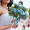 thumbnail image 3 of Wedding Bouquets for Bride Bridesmaid Bouquet Champagne Artificial Roses Flowers for Wedding Valentine's Day Church Home Decoration, 3 of 6
