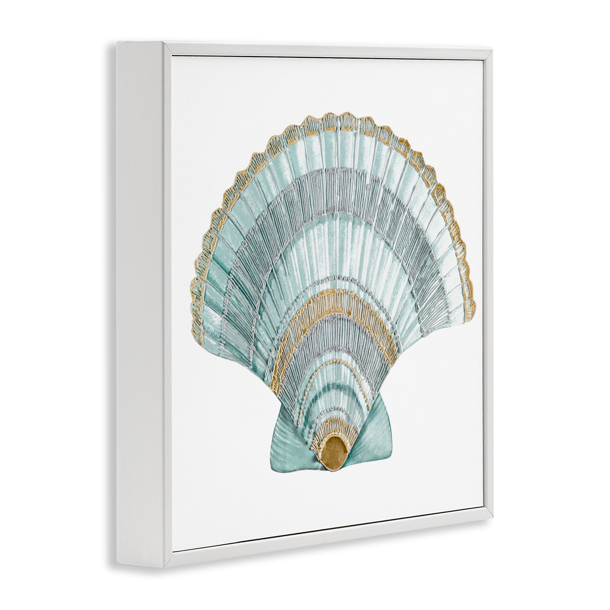Stupell Industries Regal Shells Scallop White Framed Giclee Art, design by Lorenzo Collective