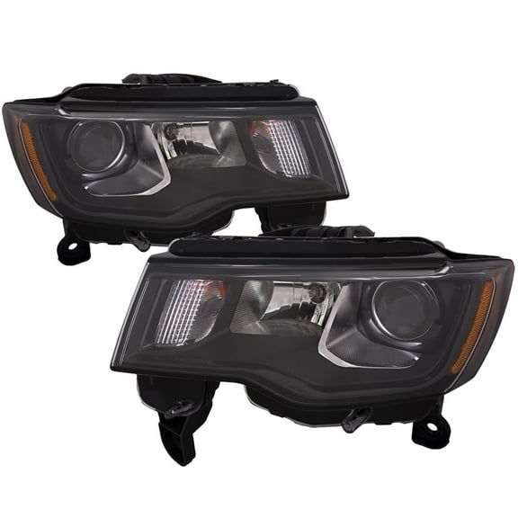 EPIC LIGHTING CAPA OE Style Halogen Headlights Black Housing Assembly Replacement for JEEP 17-21 GRAND CHEROKEE [ CH2502309C CH2503309C 68266647AF 68266646AF ] Pair