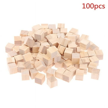 100pcs Unfinished Blank Mini DIY Wooden Square Solid Cubes for Woodwork Craft
