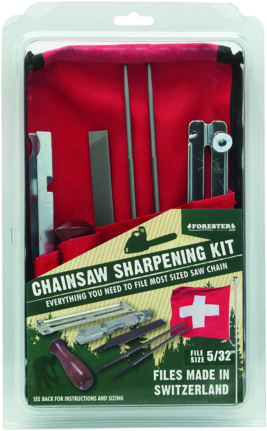FORESTER Chainsaw Sharpener File Kit Chain Saw Blade Sharpening File With Files Wood Handle