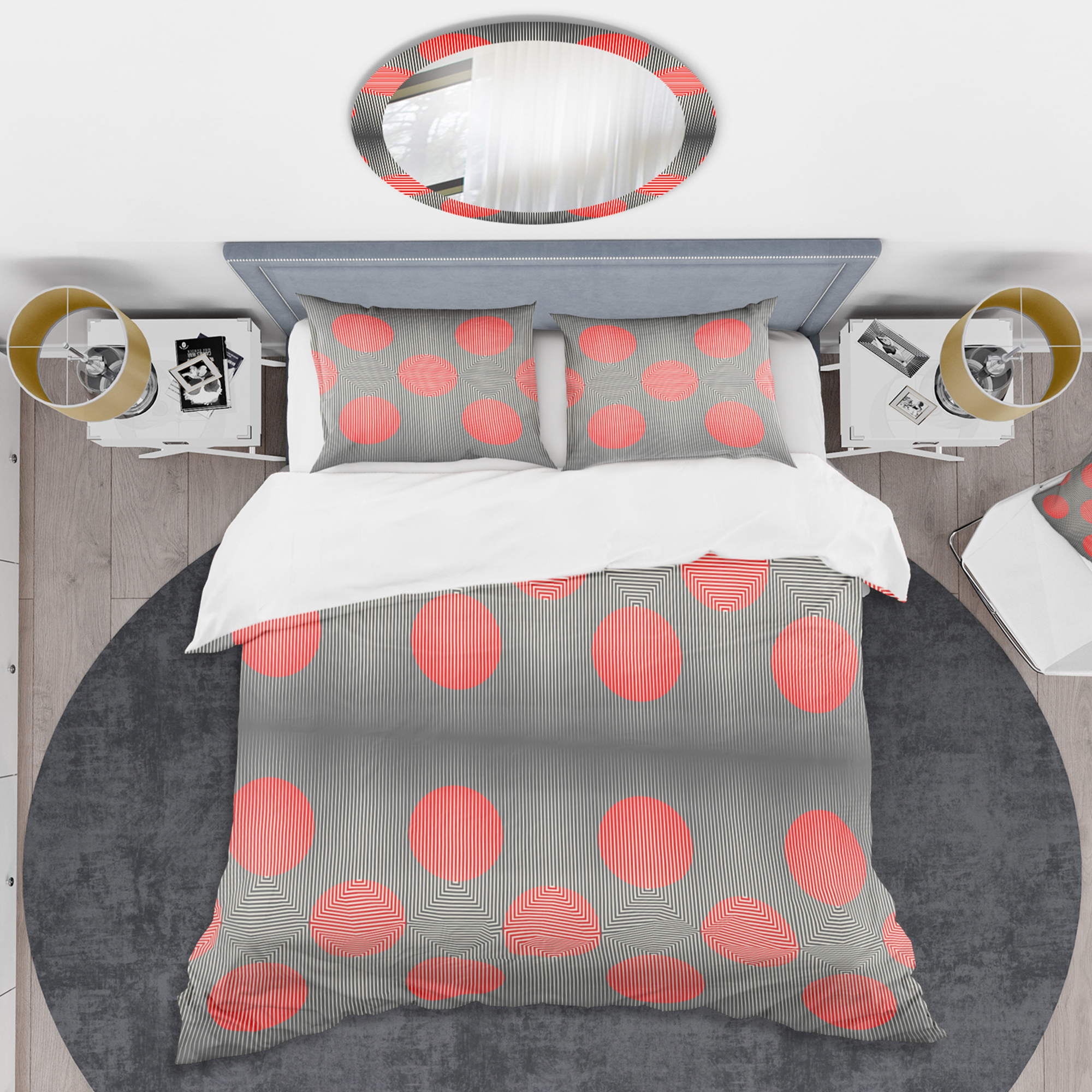 Designart 'Modern Circle and Line Geometric Pattern' Mid-Century Modern Duvet Cover Set