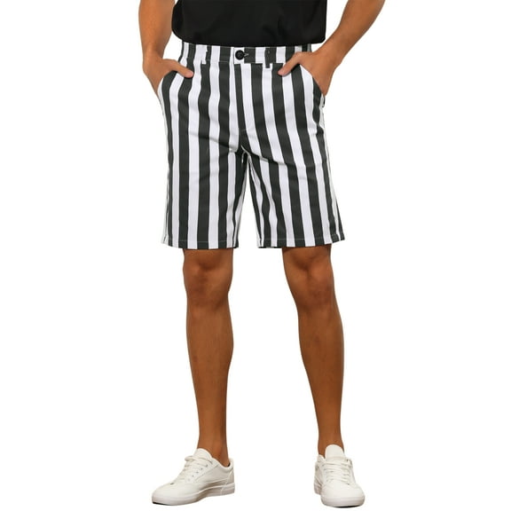 INSPIRE CHIC Striped Dress Shorts for Men's Summer Regular Fit Flat Front Chino Shorts 30 Black