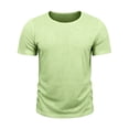 thumbnail image 3 of Men's Big and Tall Crewneck Cotton Linen T-Shirt, Loose Fit Longline Extra Long Beach Tee, Lightweight Breathable Hipster Summer Casual Tops, Sizes S-3XL Green, 3 of 7
