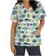 thumbnail image 1 of Tops de mujer Blusa de manga corta con cuello en V Uniforme de trabajo Estampado floral con blusa de tres bolsillos Pompotops  hkajfhjk463428, 1 of 1