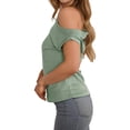 thumbnail image 4 of Womens Off One Shoulder Tops Summer Ribbed Knit Tank Tops Trendy Casual Loose Fit Sleeveless Tee Shirts, 4 of 6