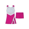 thumbnail image 3 of Kaerm Kids Girls Cheer Leader Costumes Shiny Sequins Cheerleading Uniforms Dance Dress with Shorts Rose 6, 3 of 5