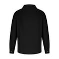 thumbnail image 5 of lkfuzj Men Fashion Casual Solid Button Round-Neck Long Sleeve Turndown Collar Blouse Shirt Mens Stylish Dress Shirts Cool TShirts Tops For Men Black, 5 of 6