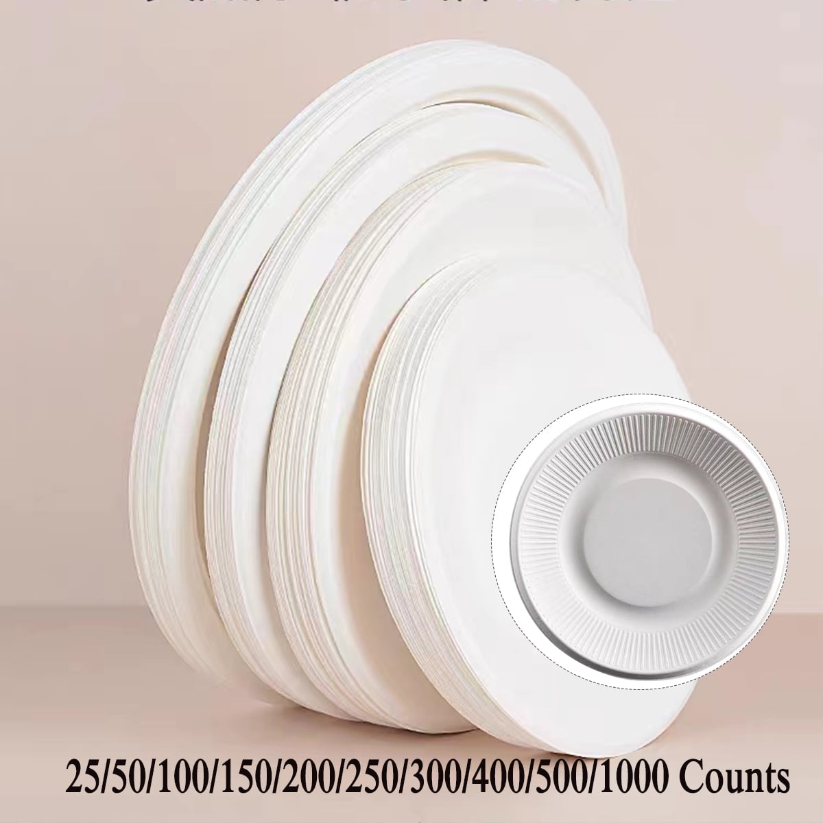 6/9Inch Paper Plates Uncoated, Disposable Dessert Plates Paper Plate