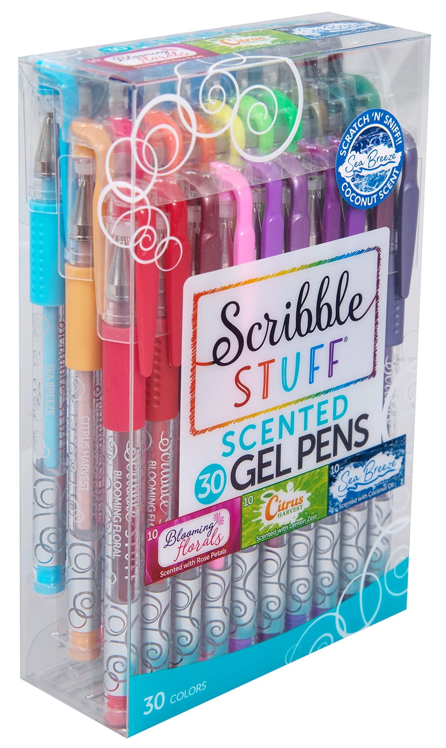 Scribble Stuff Scented Gel Pens - 30 Count - Includes Storage Box