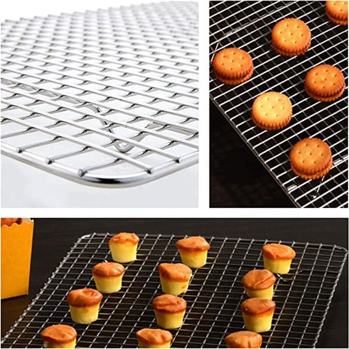 Griglia Da Forno In Acciaio Inox Antiaderente 31x20x1,5 Cm - Rack Per Raffreddare, Cuocere, Grigliare, Barbecue, Macarons, Biscotti - 4