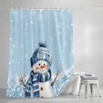 thumbnail image 3 of Shower Curtains for Bathroom, Blue Christmas Snowman Waterproof Fabric Shower Curtain, Xmas Snowflake Winter Blue Decorative Bathroom Curtain for Bathtub, 72"x84", No Hooks Included, 3 of 9