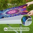 thumbnail image 6 of Colorful Tie Dye Flame Flower Pattern Square Fitted Tablecloth with Elastic Edge,Square Table Cover,Washable Elastic Table Cover for Home Kitchen Party Decor 36"x36", 6 of 6