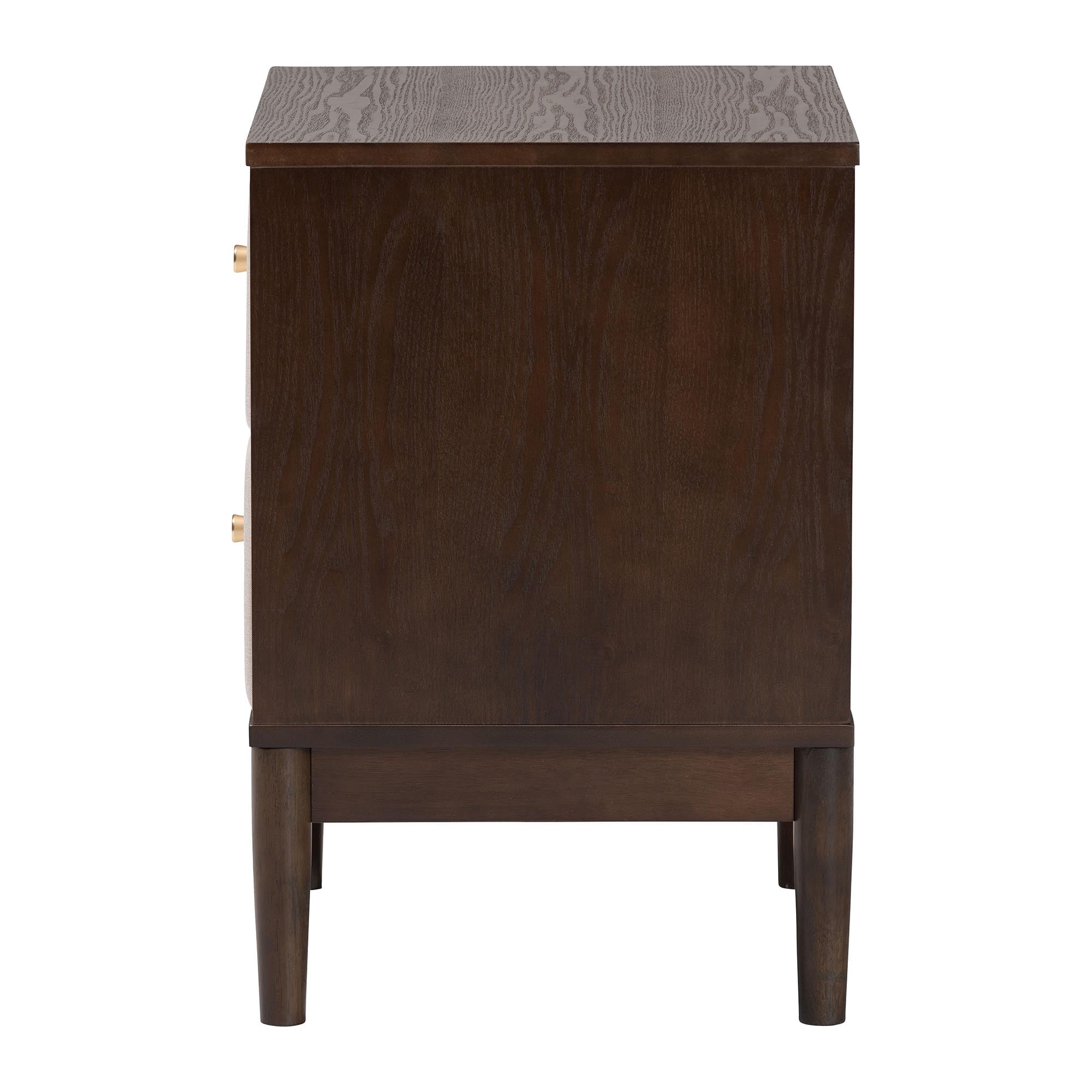 Baxton Studio Nikolai Mid-Century Nightstand, 2-Drawer, Beige