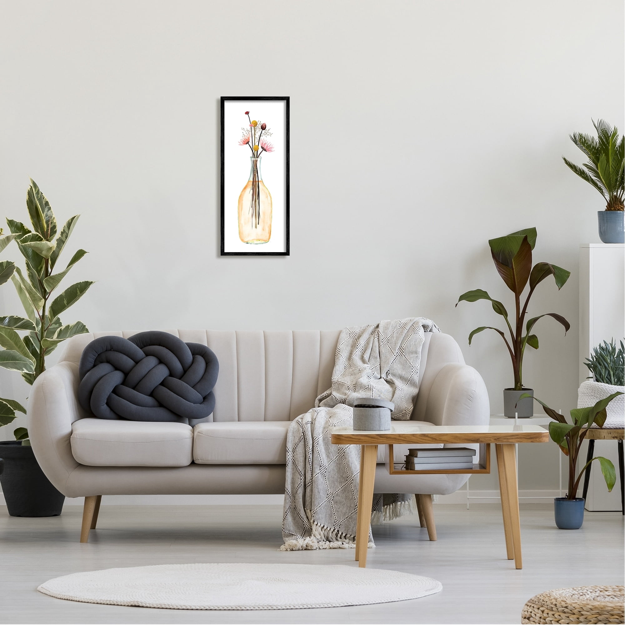 Stupell Industries Minimal Flower Bouquet Arrangement Glass Jar Illustration , 10 x 24, Design by Susan Jill
