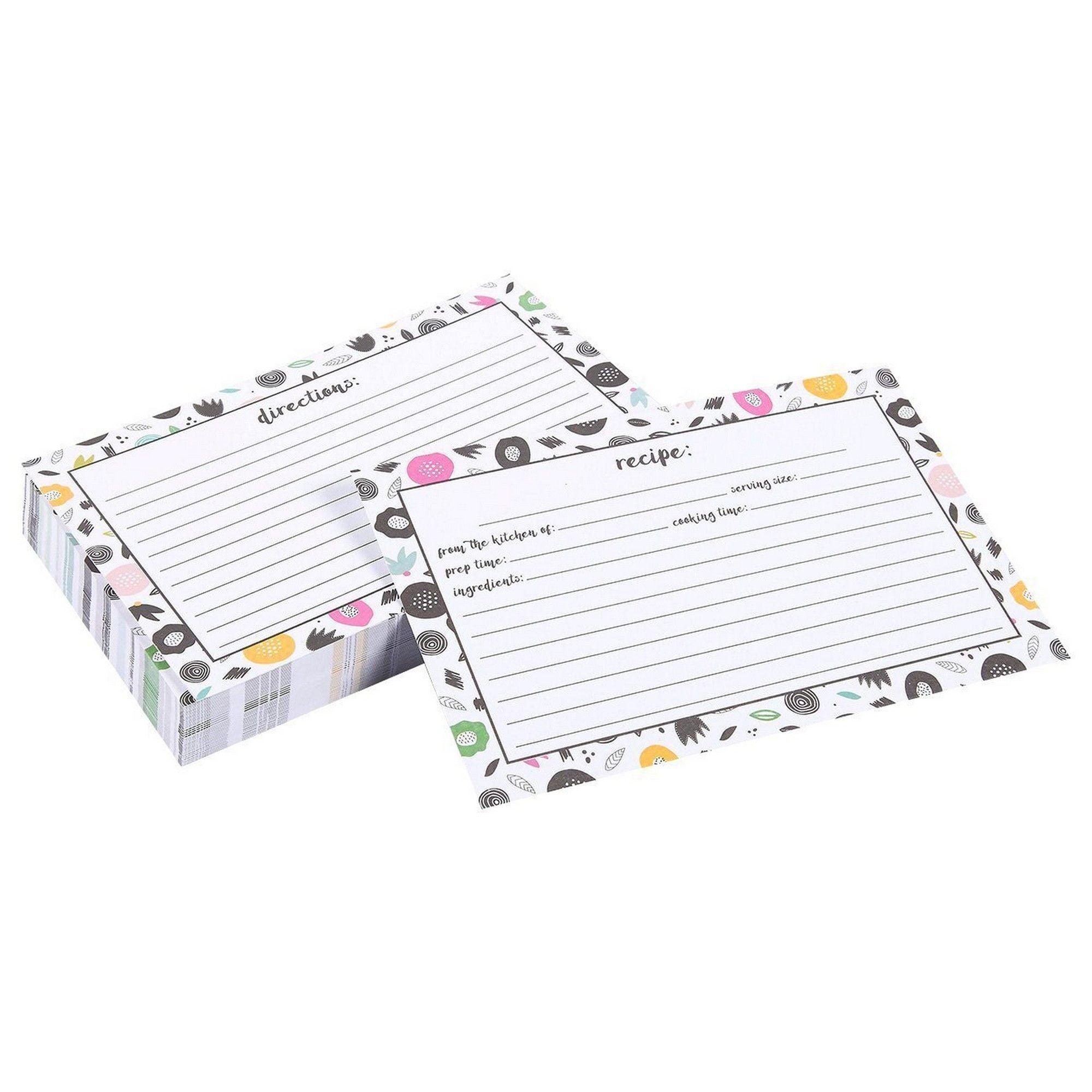 Recipe Cards - 60-Pack Double-Sided Kitchen Recipe Note Cards with Floral Designs, 4 x 6 Inches ...