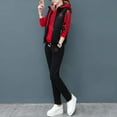 thumbnail image 5 of Women's 3 Piece Outfit Set Vest Hoodie And Long Pants With Letter Print Long Sleeve Hooded Sweatshirt Sleeveless Stand Collar Vest Elastic Waist Long Pants Autumn Winter Fleece, 5 of 6