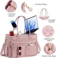 thumbnail image 5 of Teacher Tote Bag 15.6 inch Laptop Bag for Women, Work Bags Nurse Bible Bag Quilted Lightweight Laptop Tote Computer Briefcase for School Travel Office College, Pink, 5 of 7