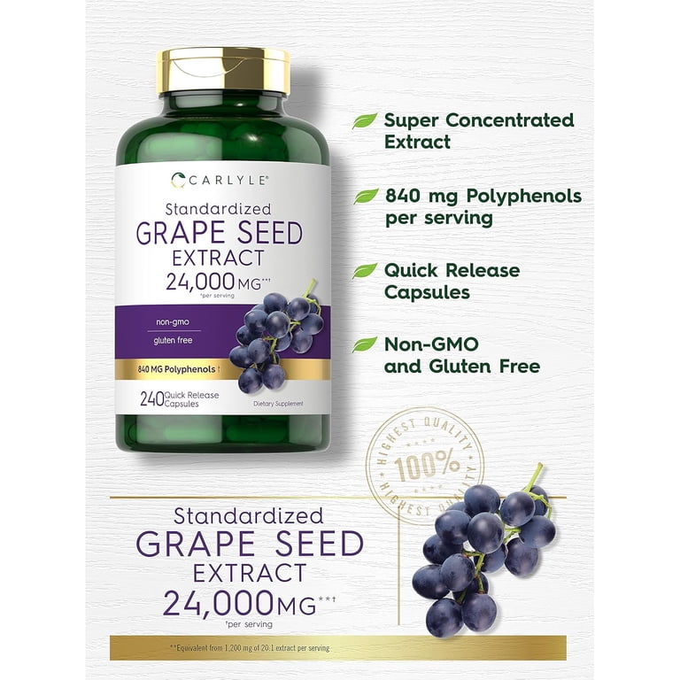 Carlyle, Grape Seed Extract, 24,000 mg, 240 Capsules - Walmart.com