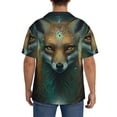Qokaie Vintage Pattern Fox Print Mens Casual Wrinkle Free Shirts Short