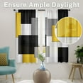 thumbnail image 3 of Yellow Kitchen Curtains 63 Inch Length Geometric Window Curtains Over Sink Set of 2, Black Grey White Curtain for Bedroom Living Room, Modern Abstract Kitchen Decor 42x63 Inch, 3 of 6
