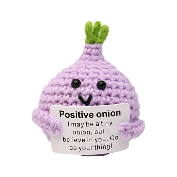 Handcrafted Crochet Positive Onion Plush Toy Inspirational Gift for Kids and Adults, Cute Desk Decor, 4 Inches