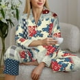 thumbnail image 4 of Goofa Patchwork In Country Style Printed Women’s 2 Piece Pajama Set Super,Pajamas Women's Long Sleeve Sleepwear Soft Button Down Loungewear Pjs Lounge Set Nightwear-X-Large, 4 of 9