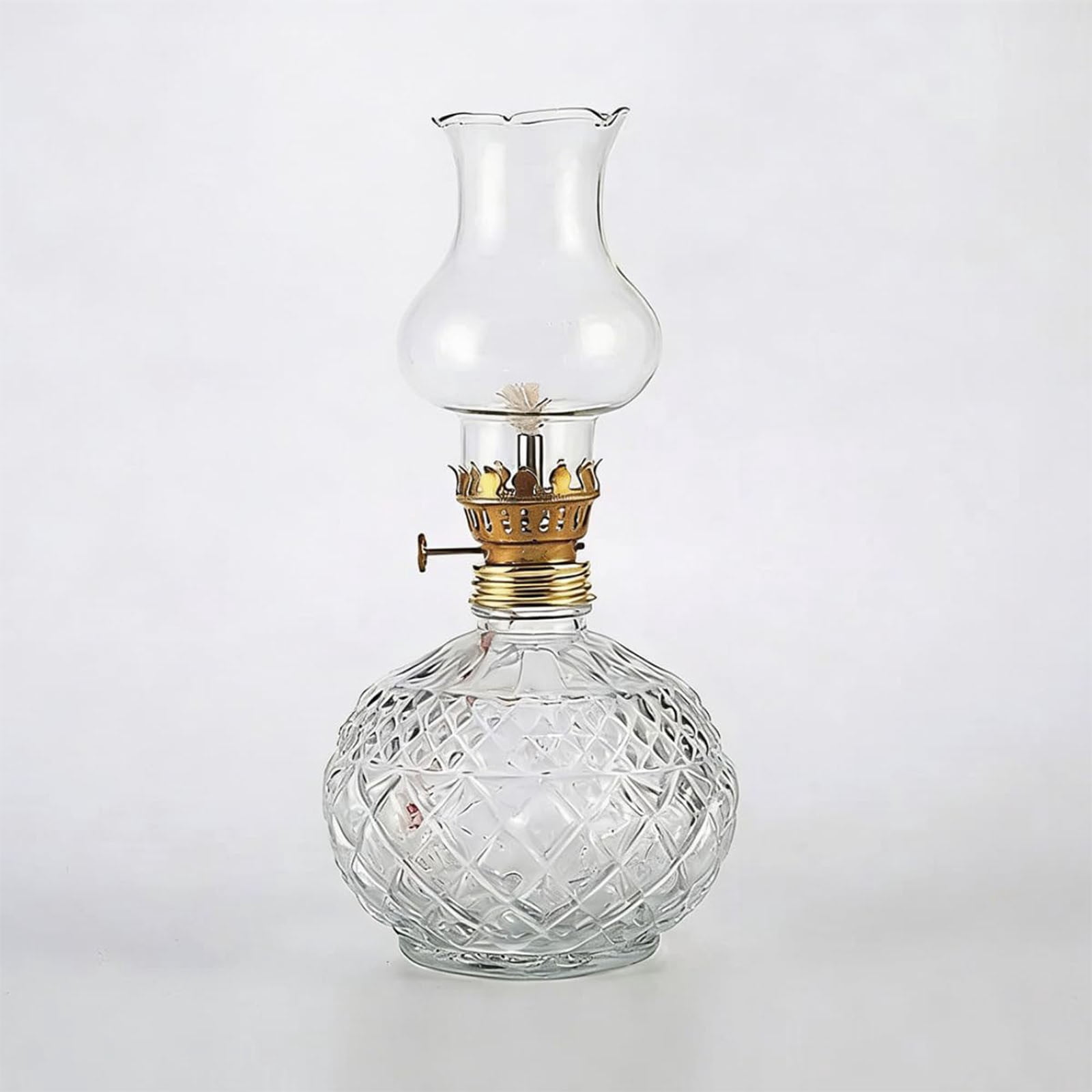 Vintage Style Oil Lamp with Glass Candle Holder, Vintage Glass Kerosene Lamp Lantern, Retro Glass Clear Kerosene Lamp Lantern, Clear Hurricane Oil Lamps for Table Centerpiece, Wedding Decor