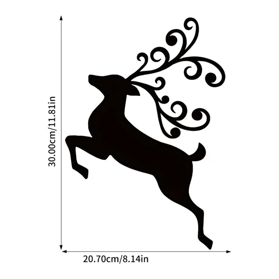 Metal Wall Art Decor, Black Silhouette Wall Decor, Metal Christmas Deer Wall Decor, Hanging for Living Room Bedroom Christmas