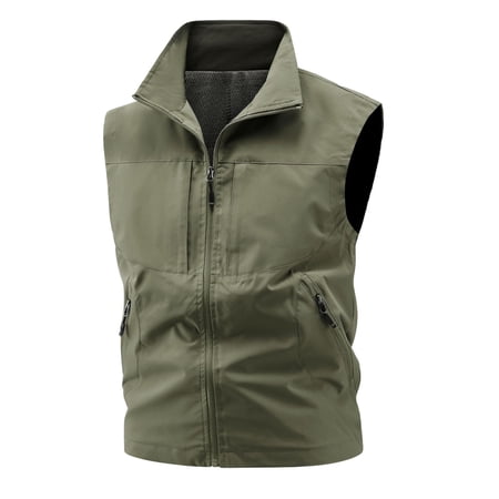 Ankishi Fly Fishing Vests for Men Zip Up Quick-Drying Outdoor Fishing Stand-Up Collar Sleeveless Coats for Climbing Hiking
