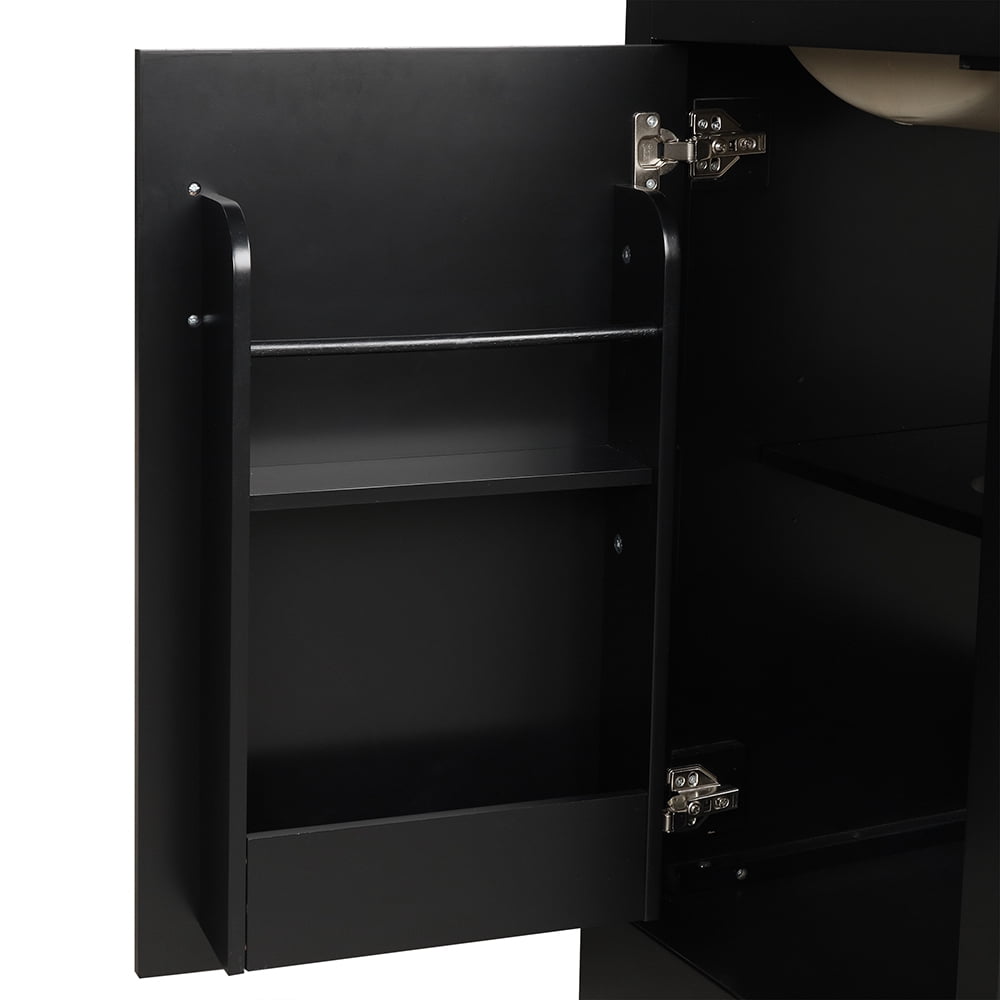 MIDOQIN 20" Bathroom Vanity with Sink, Free Standing Single Basin Vanity Set with Storage Rack Shelf & One Drawer, Wooden Bathroom Cabinet with Ceramic Basin