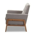 thumbnail image 3 of Baxton Studio Perris Mid-Century Modern Grey Fabric Upholstered Walnut Wood Lounge Chair, 3 of 7