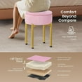 thumbnail image 5 of 18-Inch Velvet Vanity Stool Chair with Storage, Vanity Bench with 4 Golden Metal Legs & Anti-Slip Adjustable Feet,Round Storage Ottoman Stool with Removable Soft Padded Seat, 5 of 7