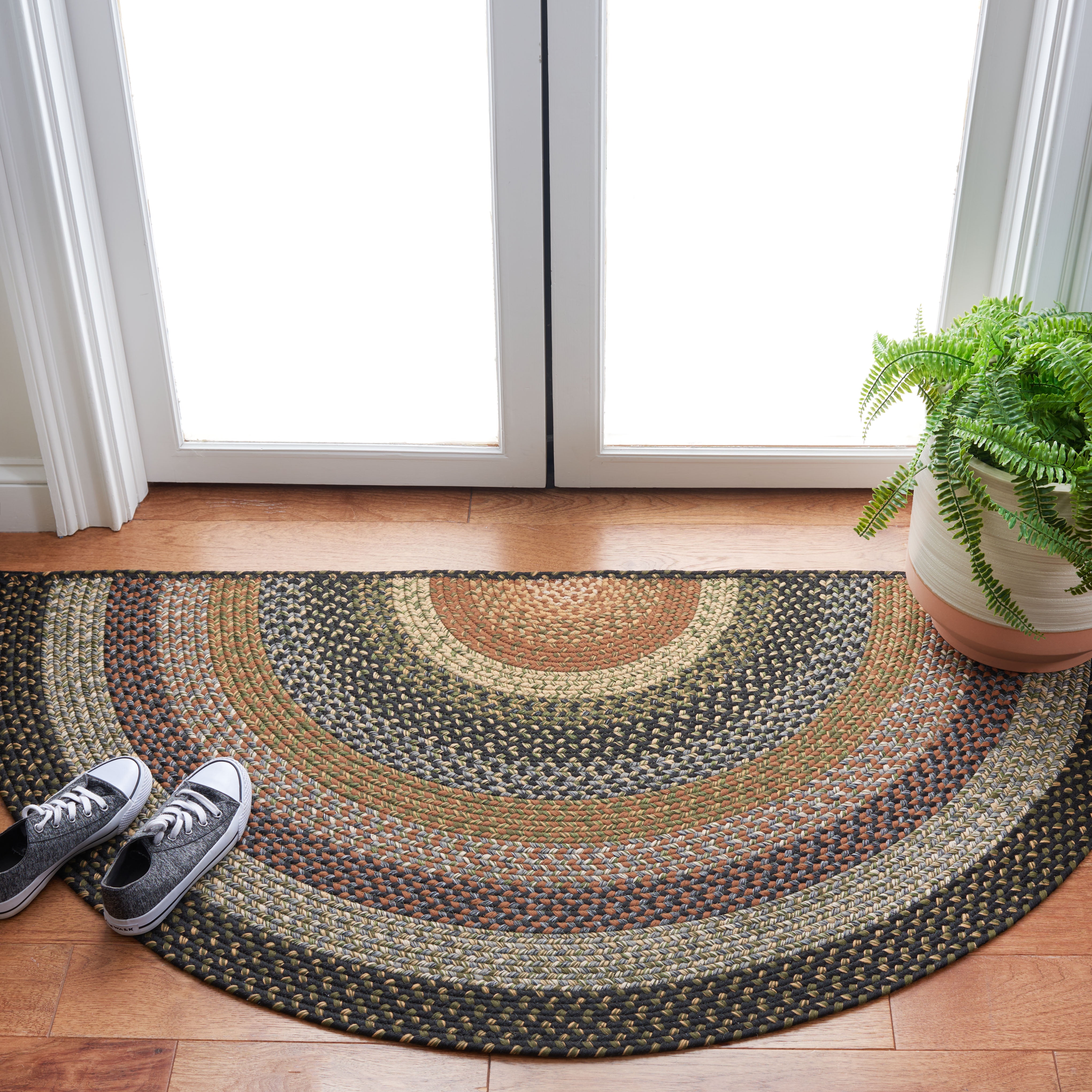 Safavieh Braided Ellen Bordered Machine Washable Reversible Area Rug, Multi, 2'6" x 4' Half Moon