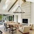 thumbnail image 3 of Magic Home 16-Light Big Wagon Wheel Chandelier,Modern Farmhouse Large Light Fixtures Large Round Chandelier,Round Kitchen Island Light,black frame + electroplated imitation copper lamp holder, 3 of 10