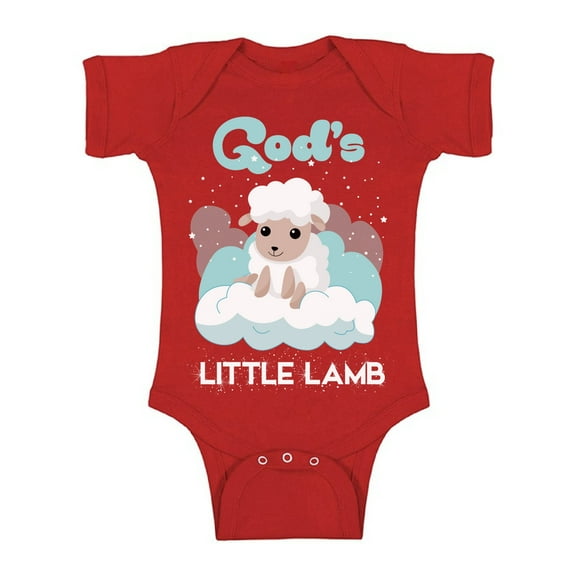 Baby Boy Shirts - NB 6M 12M 18M 24M - God's Little Lamb Short Sleeve Bodysuit